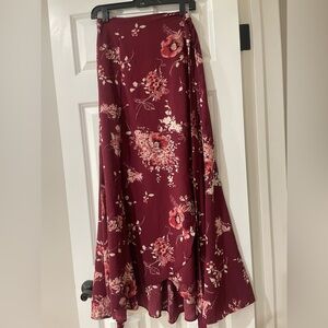 Bobeau Red Asymmetrical Maxi Skirt for Cocktail